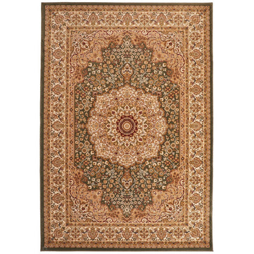 Grand Heritage GH101 Traditional Persian Floral Medallion Border Soft Stain-Resistant Durable Olive Green/Beige Rug-Concept Looms-Rug Love - The Most Loved Rug Store